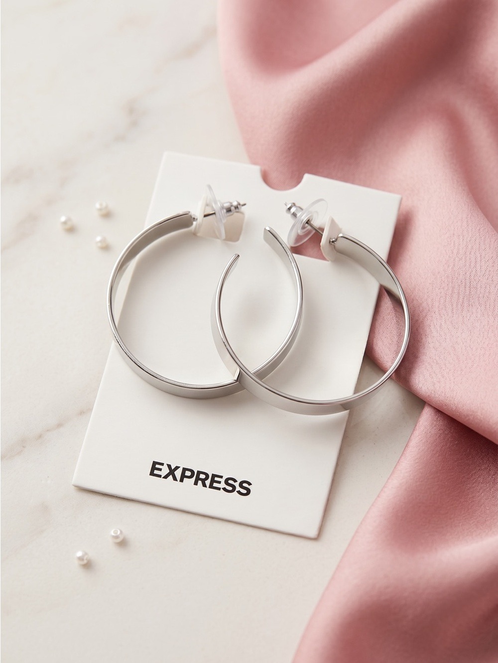 Express Silver Tone Hoop Earrings NWOT Classic Minimalist Open Hoop Earrings